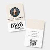 QR Code Bedrijf Logo Off Witte Foto Medewerker ID Badge (Front & Back)