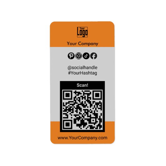 QR Code Bedrijf Logo Social Media Label (Voorkant)