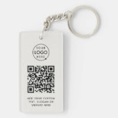 QR-code | Bedrijfs Logo Eenvoudig grijs Sleutelhanger (achterkant)