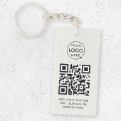 QR-code | Bedrijfs Logo Eenvoudig grijs Sleutelhanger