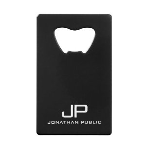 QR Code Bedrijfs Logo Monogram Naam Sjabloon Kredietkaart Flessenopener