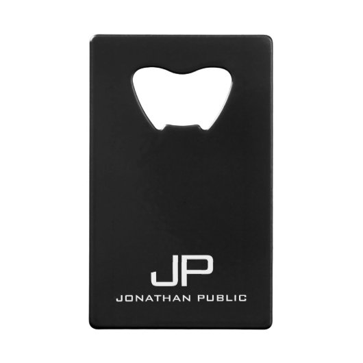 QR Code Bedrijfs Logo Monogram Naam Sjabloon Kredietkaart Flessenopener (Voorkant)