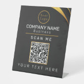 QR Code Bedrijfs Moderne Logo Reclamebord Met Voetstuk (Voorkant)