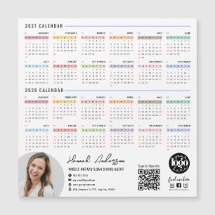 QR-code & bedrijfslogo 2027 - 2028 kalender magnee