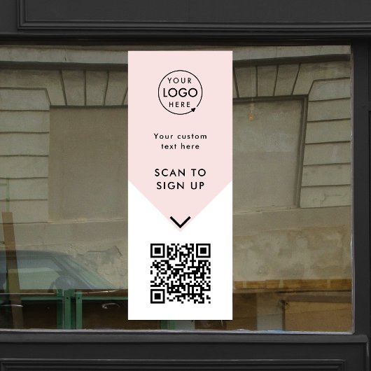 QR-code | Bedrijfslogo Blush Roze Vrouwelijk Raamsticker