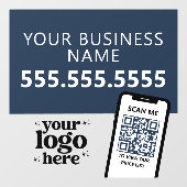 QR-code Bedrijfslogo Modern Minimalistisch Donkerb Raamsticker (Vel)