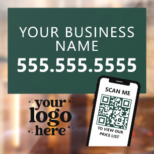 QR Code Bedrijfslogo Modern Minimalistisch Donkerg Raamsticker