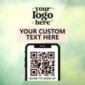 QR-code Bedrijfslogo Modern Minimalistisch Roze Ro Raamsticker (Vel 3)