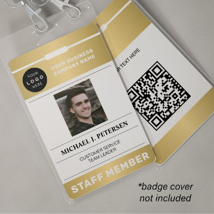 QR-code bedrijfslogo werknemersfoto gouden ID Badge