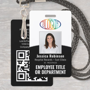 QR-code Bedrijfslogo Werknemersfoto Zwart Wit Badge