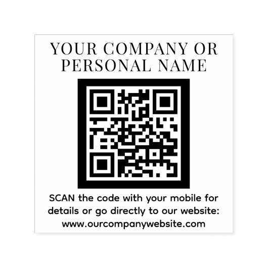 QR CODE bedrijfsnaam aangepaste tekst modern Zelfinktende Stempel (Design)