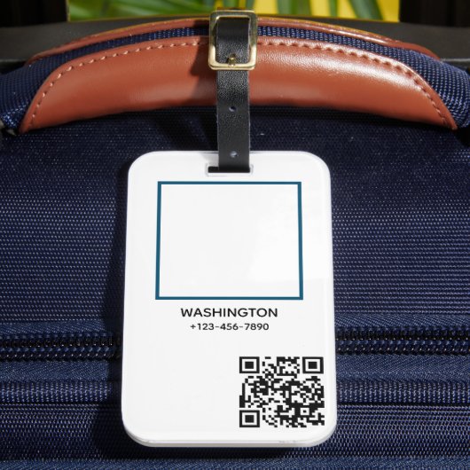 QR-code Bedrijfsnaam Logo afbeelding Titel Details Bagagelabel (Voorkant Insitu 2)