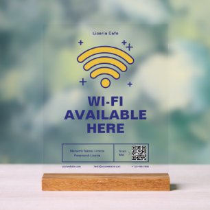 QR Code Bedrijfsnaam Minimale WiFi Details Acryl Bord