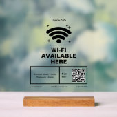 QR Code Bedrijfsnaam Minimale WiFi Details Acryl Bord (Neutraal)