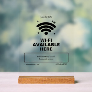 QR Code Bedrijfsnaam Minimale WiFi Details Acryl Bord