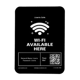 QR Code Bedrijfsnaam Minimale WiFi Details Magneet