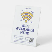 QR Code Bedrijfsnaam Minimale WiFi Details Reclamebord Met Voetstuk (Voorkant)