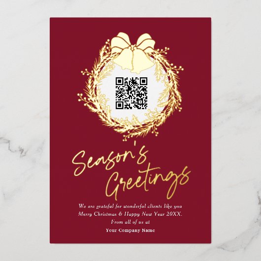 QR-code bedrijfsseizoenen groet Folie H Folie Feestdagenkaart (Voorkant)