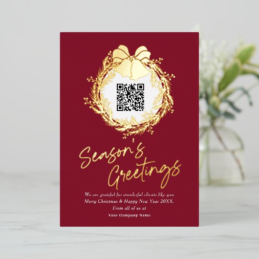QR-code bedrijfsseizoenen groet Folie H Folie Feestdagenkaart (Staand Voorkant)