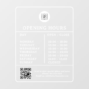 QR-code bedrijfsuren logo AI deur bord Raamsticker