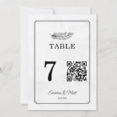 QR Code Beige Elégant Mariage Carte Numéro de tabl (Devant)