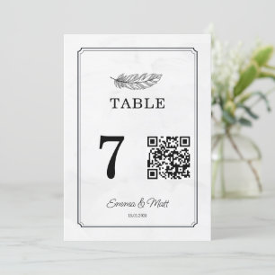 QR Code Beige Elegante Trouwtafel Nummer Kaart