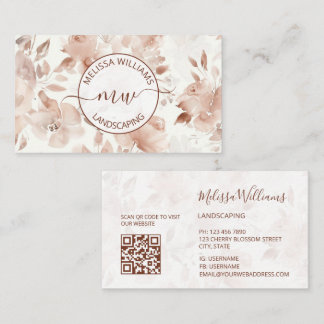 QR Code | Beige waterverfrozen | Logo Visitekaartje