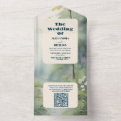 QR Code Bergbos Elegante Rustieke Bruiloft All In One Uitnodiging (Binnen)