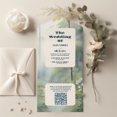 QR Code Bergbos Elegante Rustieke Bruiloft All In One Uitnodiging