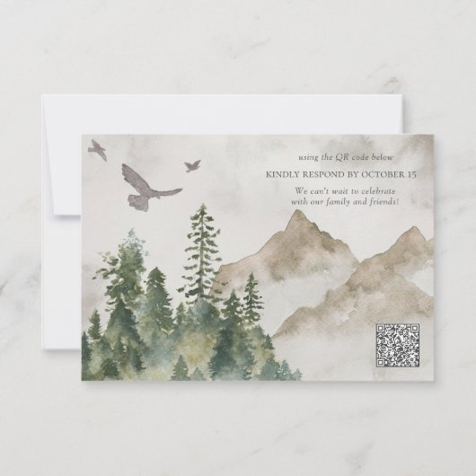 QR Code Bergbos Rustieke Bossen Bruiloft RSVP (Achterkant)
