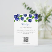 QR Code Berry Eerste Verjaardag Blueberry Bedankt Briefkaart (Staand voorkant)