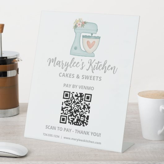 QR-code Betaal hier bankbakkerij gebak Reclamebord Met Voetstuk (Insitu)