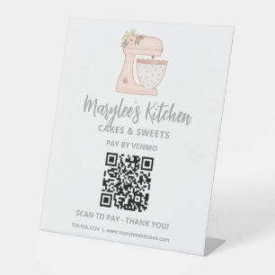 QR-code Betaal hier bankbakkerij gebak Reclamebord Met Voetstuk