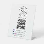 QR-code Betalen | Zelle PayPal Business Logo Reclamebord Met Voetstuk (Voorkant)