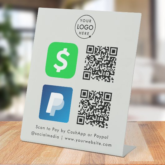 QR-code Betaling | CashApp Paypal Scan naar Grijs  Reclamebord Met Voetstuk