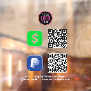 QR Code Betaling CashApp Paypal Scan om te Betal Raamsticker