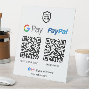 QR-code Betaling Google betalen en PayPal scanne Reclamebord Met Voetstuk