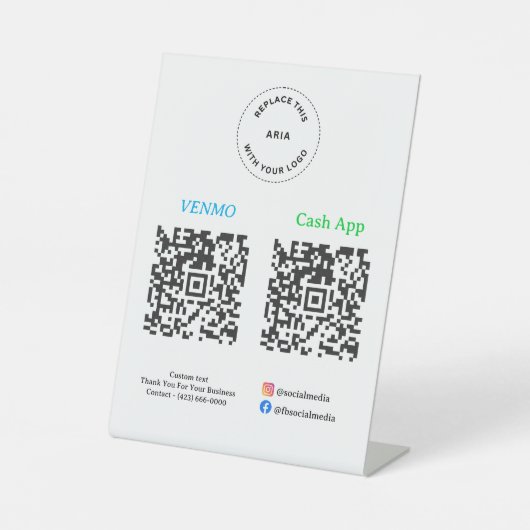 QR-code betaling - Scan om bedrijfslogo te betalen Reclamebord Met Voetstuk (Voorkant)