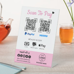QR Code Betaling Scan om Venmo Paypal te betalen Reclamebord Met Voetstuk