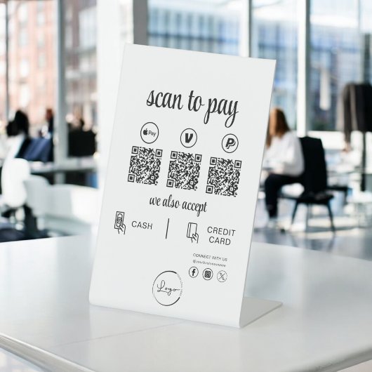 QR Code Betaling - Scannen naar Betalen Business L Reclamebord Met Voetstuk