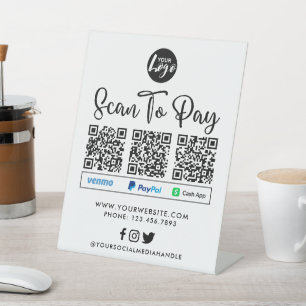 QR-code Betaling Scannen naar Logo betalen Reclamebord Met Voetstuk