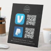 QR-code Betaling | Venmo & PayPal-scan naar zwart Reclamebord Met Voetstuk (Insitu)