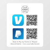 QR Code Betaling | Venmo & Paypal Scan om te Betal Raamsticker (Vel)