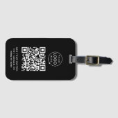 QR-code | Black Business Logo Professional Modern Bagagelabel (Voorkant (horizontaal))