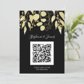QR Code Black Gold Foliing Faire-part de mariage (Debout devant)