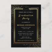 QR Code Black Gold Glitter Graduation Invitations (Devant)