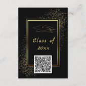 QR Code Black Gold Glitter Graduation Invitations (Dos)