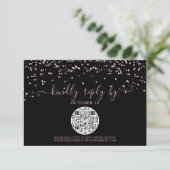 QR Code Black Roos Gold Pink Glitter Weddenschap R RSVP Kaartje (Staand voorkant)