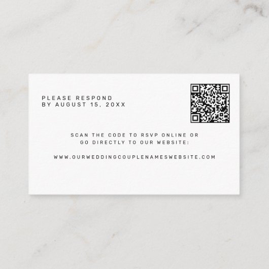 QR code black white monogram wedding website RSVP Informatiekaartje (Achterkant)