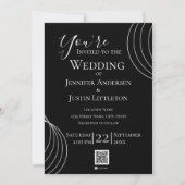 QR Code Black White Wedding Kaart (Voorkant)